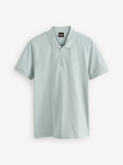 BOSS Light Green Slim Fit Logo Quarter Zip Polo Shirt - Image 5 of 5