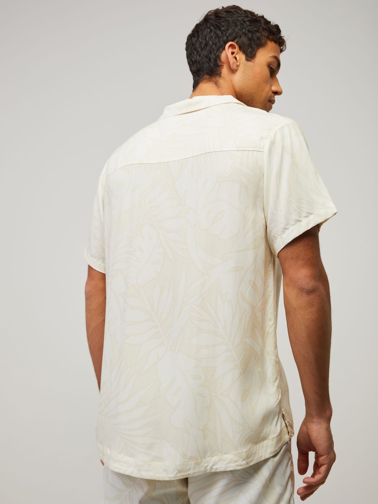 BOSS Cream Printed Regular-Fit Shirt - Image 2 of 5 BOSS Cream Printed Regular-Fit Shirt - Image 2 of 5