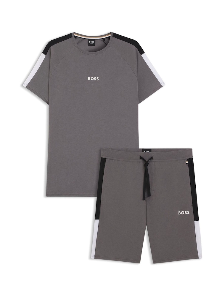BOSS Grey Regular-Fit Logo Pyjamas Set - Image 1 of 1 BOSS Grey Regular-Fit Logo Pyjamas Set - Image 1 of 1