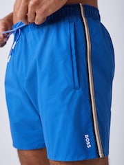 BOSS Blue Iconic Side Stripe Logo Swim Shorts - Image 4 of 5