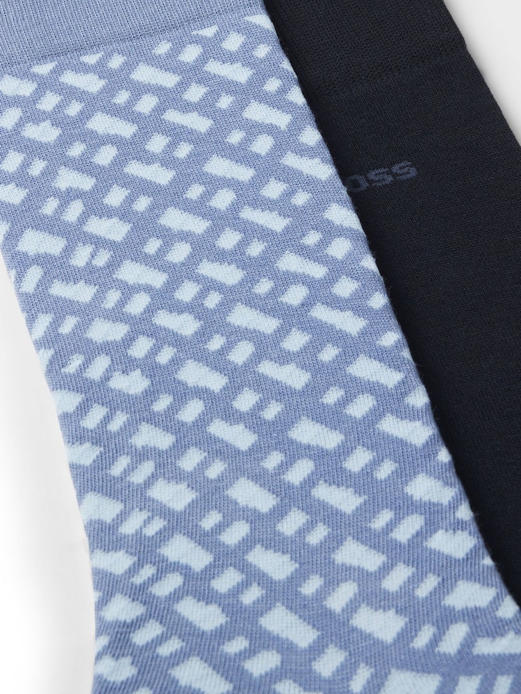 BOSS Light Blue Monogram Socks 2 Pack - Image 3 of 3 BOSS Light Blue Monogram Socks 2 Pack - Image 3 of 3
