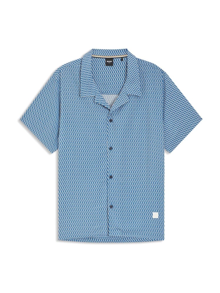 BOSS Blue Printed Regular-Fit Shirt - Image 5 of 5 BOSS Blue Printed Regular-Fit Shirt - Image 5 of 5