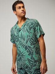 BOSS Light Green Printed Regular-Fit Shirt - Image 1 of 5