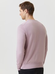 Roxa - Blusa BOSS Regular Fit Kanovano com decote redondo e logotipo - Imagem 3 de 4