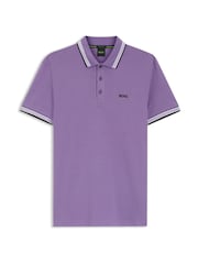 BOSS Purple Regular Fit Paddy Tipped Collar Polo Shirt - Image 6 of 6