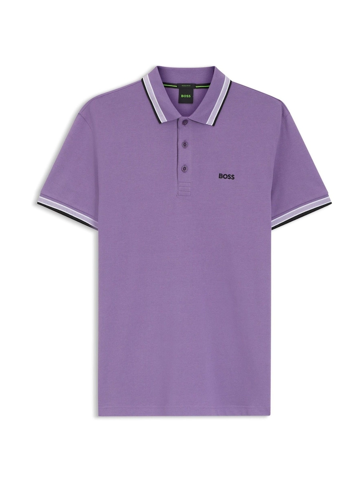 Violet - Tricou polo BOSS cu croială clasică și guler cu margine contrastantă - Imaginea 6 din 6 Violet - Tricou polo BOSS cu croială clasică și guler cu margine contrastantă - Imaginea 6 din 6