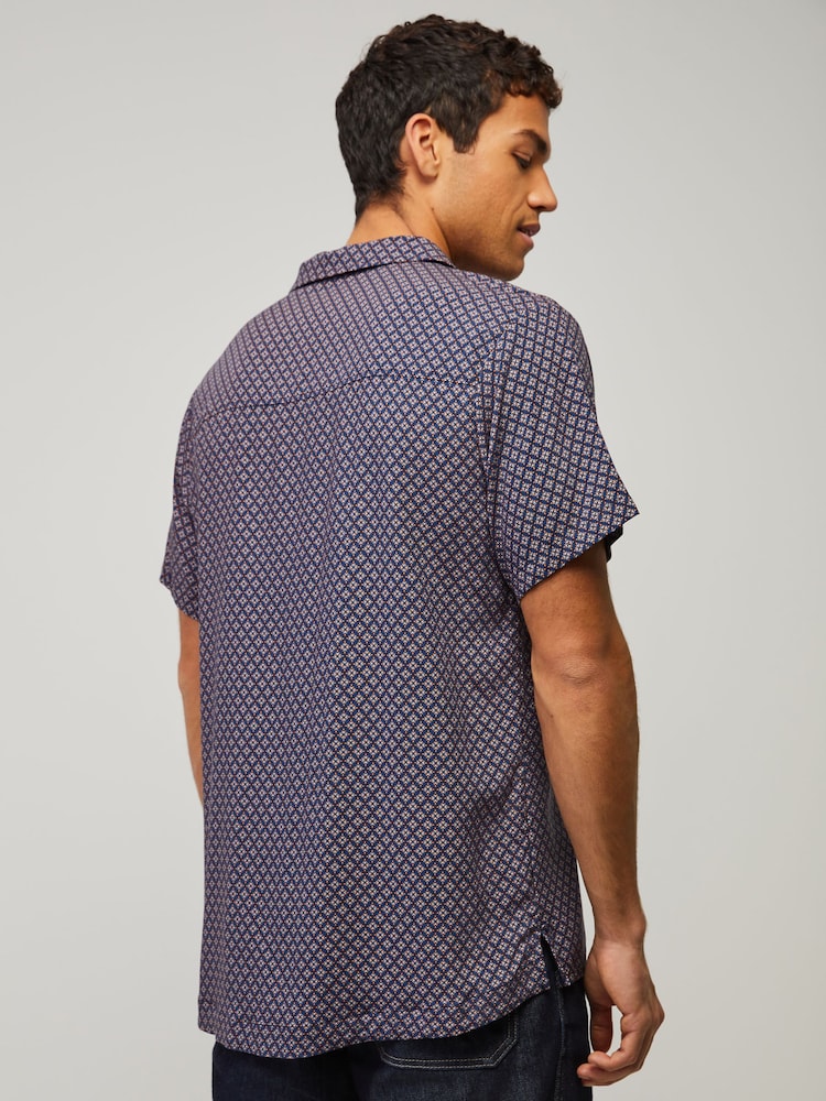 BOSS Purple Printed Regular-Fit Shirt - Image 2 of 5 BOSS Purple Printed Regular-Fit Shirt - Image 2 of 5