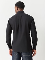 Negro - Camisa Oxford de manga larga de algodón de corte estándar de BOSS - Imagen 3 de 5