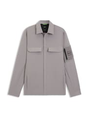 BOSS Grey Padded Logo Overshirt - Image 1 of 1