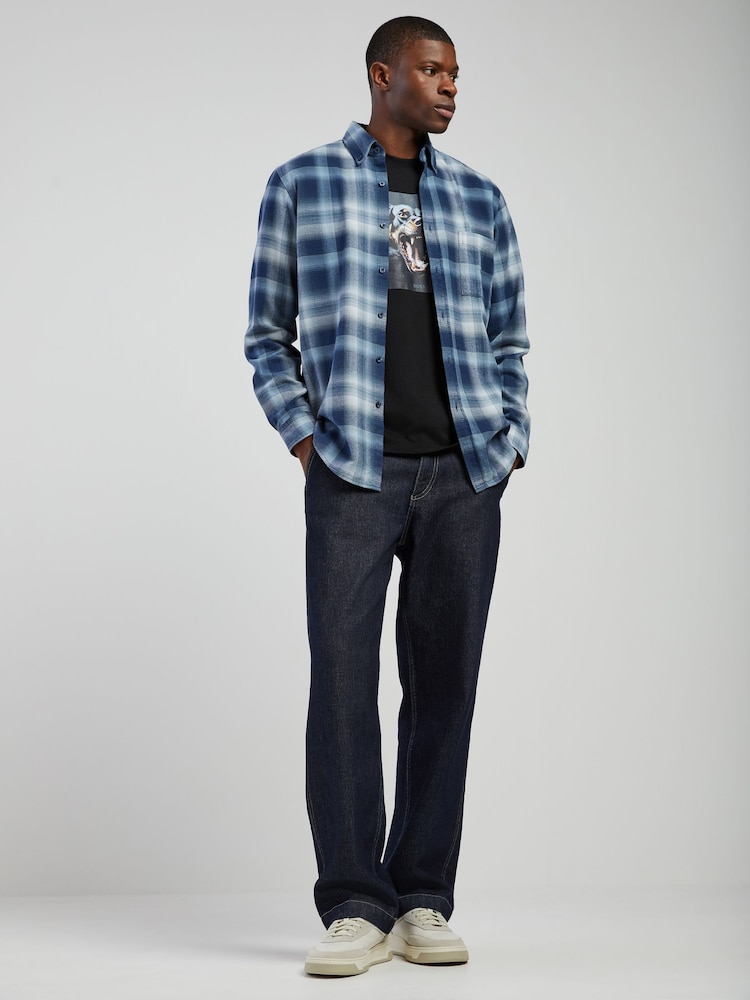 BOSS Light Blue Rickert Check Flannel Shirt - Image 2 of 6