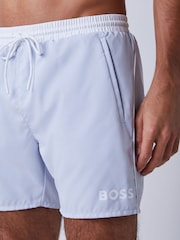 BOSS Sky Blue Starfish Quick Dry Swim Shorts - Image 4 of 5