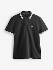 BOSS Navy Regular Fit Paddy Tipped Collar Polo Shirt - Image 5 of 6