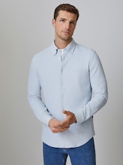 BOSS Grey Regular-Fit Stretch Logo Shirt - Image 1 of 4
