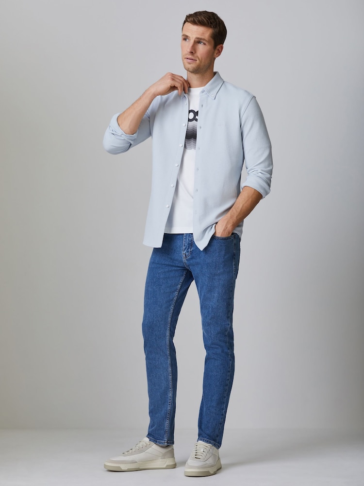 BOSS Grey Regular-Fit Stretch Logo Shirt - Image 2 of 4 BOSS Grey Regular-Fit Stretch Logo Shirt - Image 2 of 4