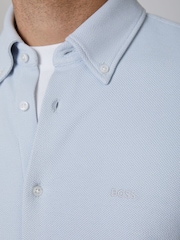 BOSS Grey Regular-Fit Stretch Logo Shirt - Image 4 of 4