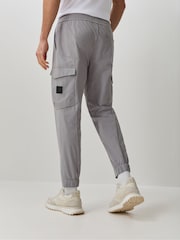 BOSS Grey Tapered-Fit Cargo Poplin Trousers - Image 2 of 6