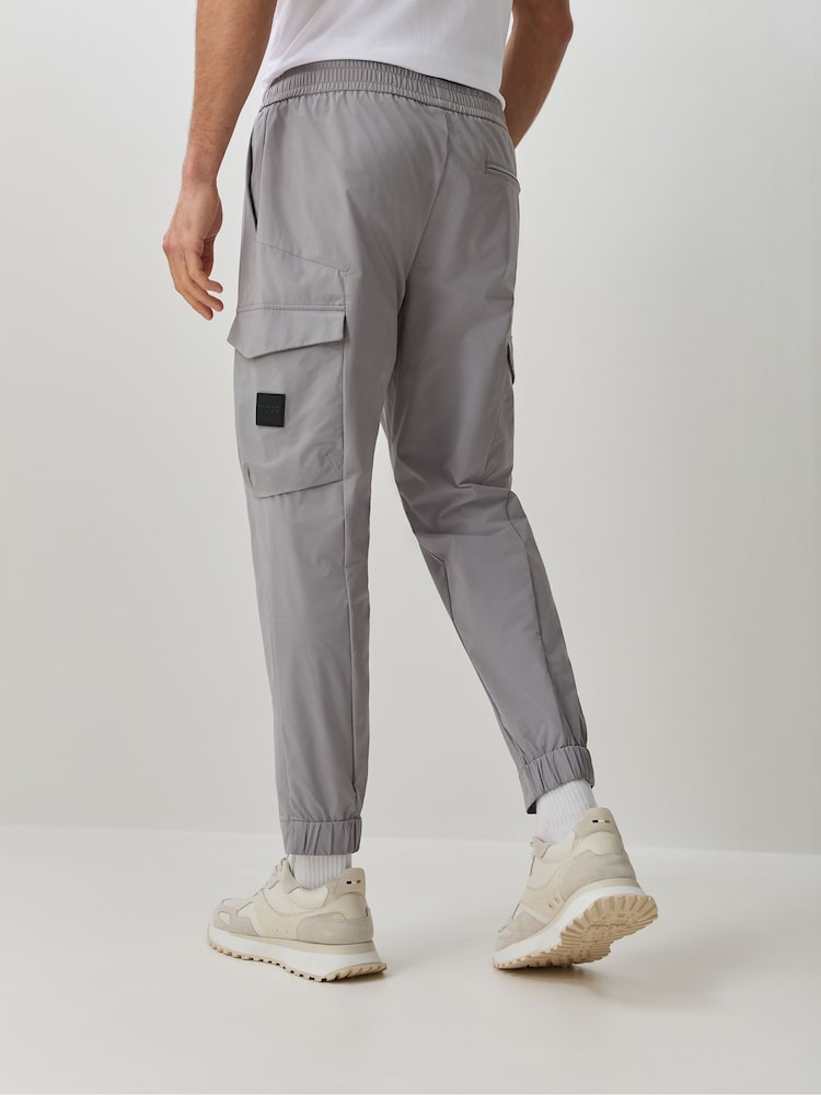 BOSS Grey Tapered-Fit Cargo Poplin Trousers - Image 2 of 6
