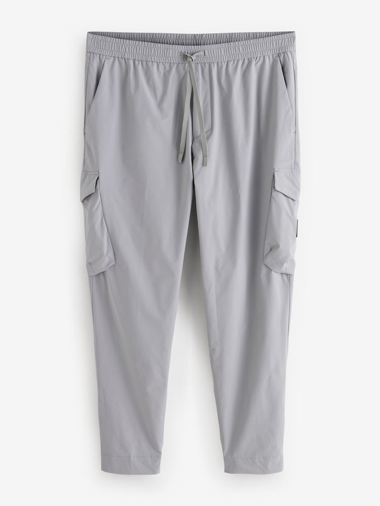 BOSS Grey Tapered-Fit Cargo Poplin Trousers - Image 6 of 6