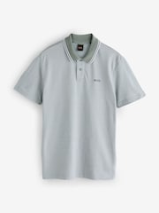 BOSS Grey Tipped Collar Regular-Fit Logo Photo Shirt - Image 1 of 1
