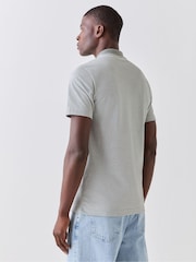 BOSS Grey Tipped Collar Regular-Fit Logo Polo Shirt - Image 3 of 5