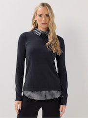 Long Tall Sally Blue 2 In 1 Shirt Jumper - Image 1 of 6