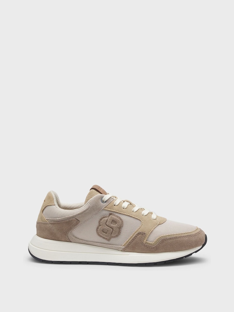 BOSS Cream Vinston Logo Trainers - Image 1 of 4 BOSS Cream Vinston Logo Trainers - Image 1 of 4