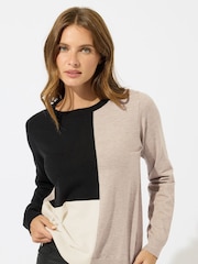 M&Co Natural Colourblock Jumper - Image 1 of 5