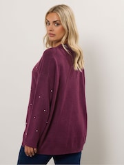 Yours Curve Purple Embellished Front Jumper - Image 3 of 5