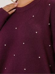 Yours Curve Purple Embellished Front Jumper - Image 4 of 5