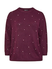 Yours Curve Purple Embellished Front Jumper - Image 5 of 5