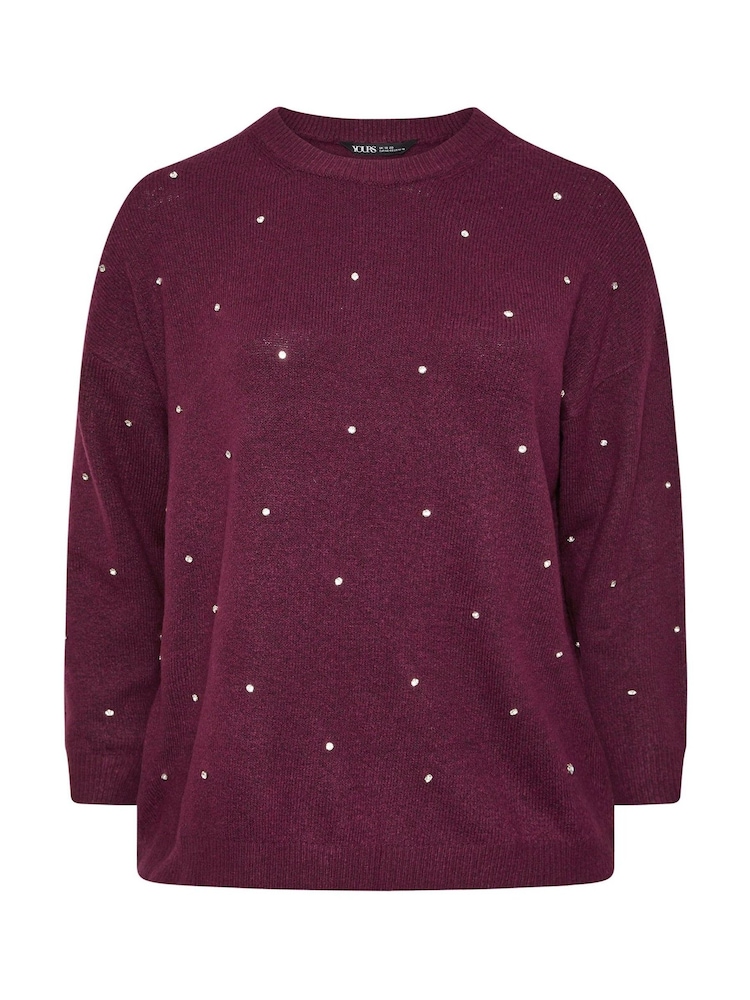 Yours Curve Purple Embellished Front Jumper - Image 5 of 5