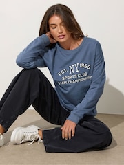 Long Tall Sally Blue Embroidered Sweatshirt - Image 1 of 5