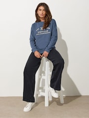 Long Tall Sally Blue Embroidered Sweatshirt - Image 2 of 5