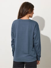 Long Tall Sally Blue Embroidered Sweatshirt - Image 3 of 5
