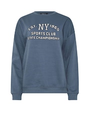 Long Tall Sally Blue Embroidered Sweatshirt - Image 5 of 5