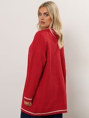 Yours Curve Red Basic Cardigan - Image 3 of 5