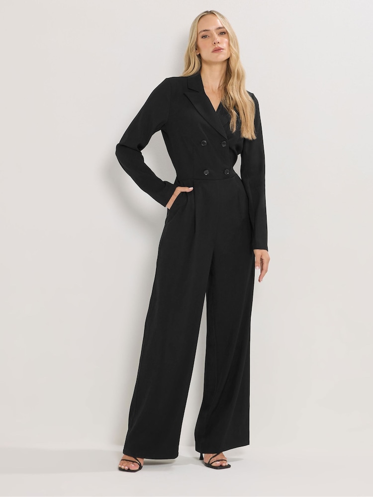Long Tall Sally Black Long Sleeve Collar Jumpsuit - Image 1 of 5