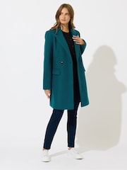 M&Co Green Double Breasted Mid Length Coat - Image 2 of 5