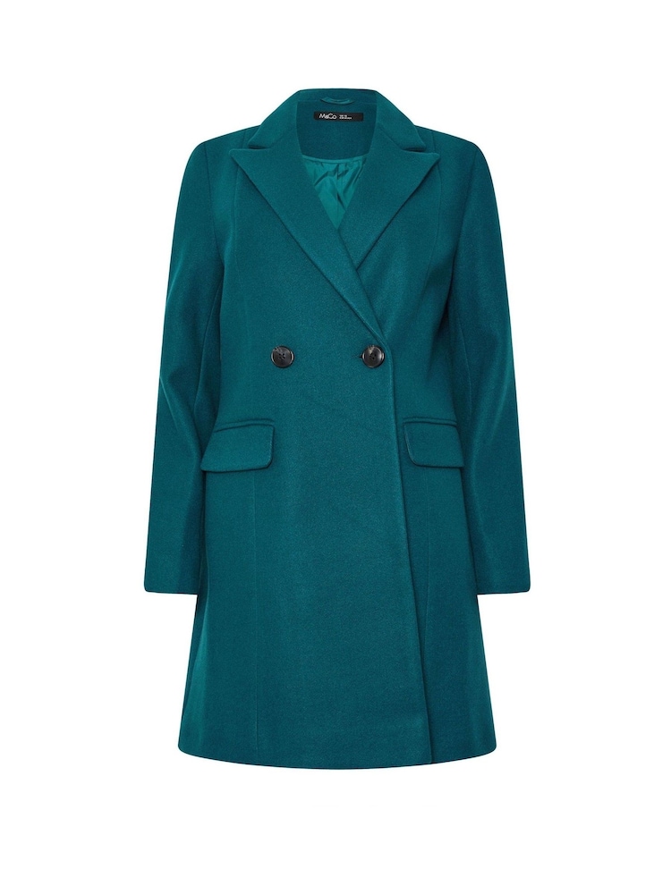 M&Co Green Double Breasted Mid Length Coat - Image 5 of 5