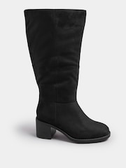 Yours Curve Black Extra Wide Fit Block Heel Knee High Boots - Image 4 of 6