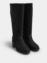 Yours Curve Black Extra Wide Fit Block Heel Knee High Boots - Image 5 of 6