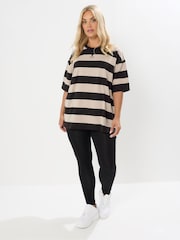 Yours Curve Black Heavyweight Ribbed Mix T-Shirt - Image 2 of 5