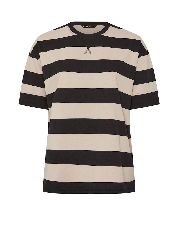 Yours Curve Black Heavyweight Ribbed Mix T-Shirt - Image 5 of 5