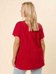 Yours Curve Red Logo Slash Detail Top - Image 2 of 4