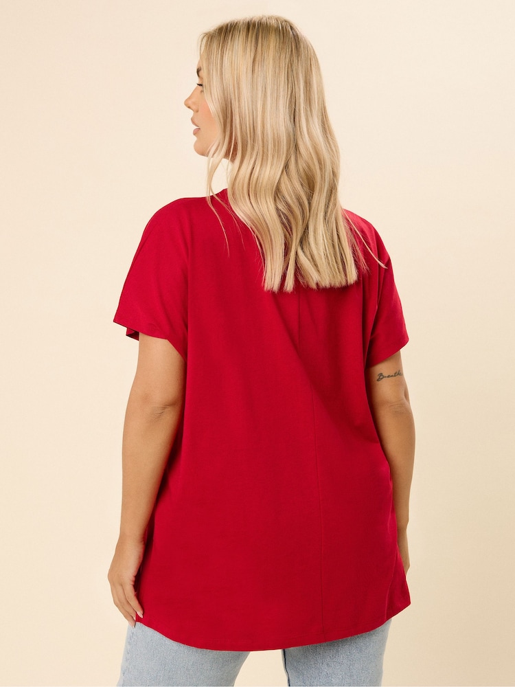 Yours Curve Red Logo Slash Detail Top - Image 2 of 4