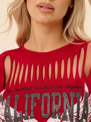 Yours Curve Red Logo Slash Detail Top - Image 3 of 4