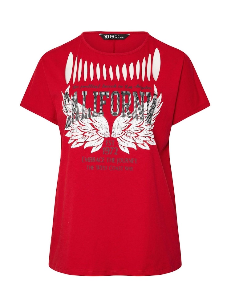Yours Curve Red Logo Slash Detail Top - Image 4 of 4