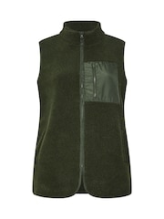Yours Curve Green Borg Nylon Pocket Gilet - Image 10 of 10