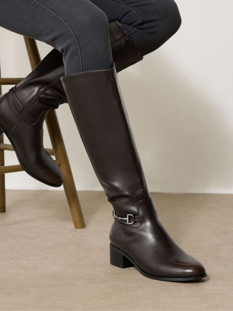 بني - Long Tall Sally Metal Trim Riding Boots - صورة 1 من 4 بني - Long Tall Sally Metal Trim Riding Boots - صورة 1 من 4