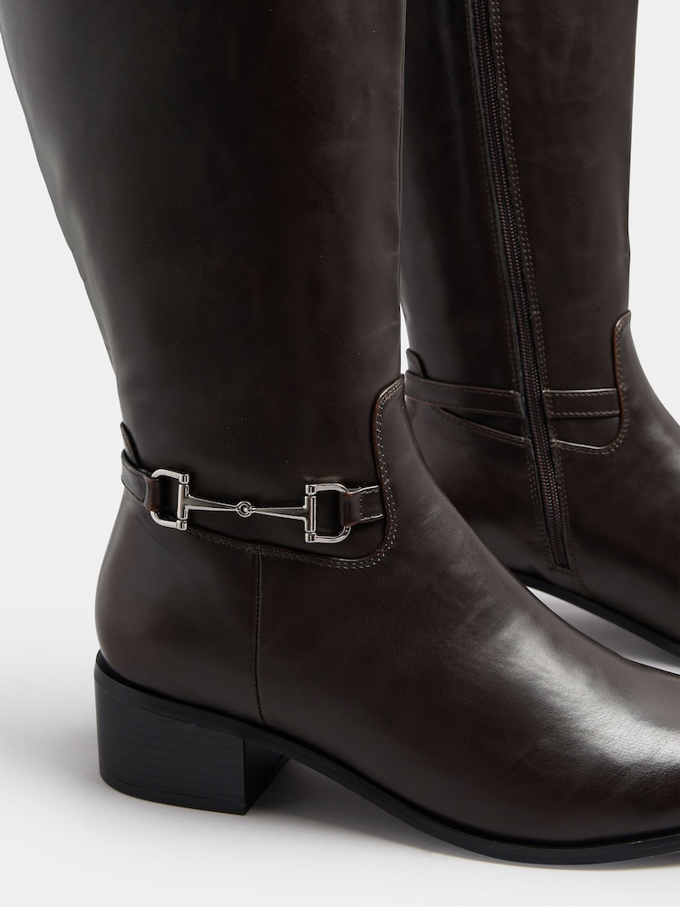 بني - Long Tall Sally Metal Trim Riding Boots - صورة 4 من 4 بني - Long Tall Sally Metal Trim Riding Boots - صورة 4 من 4